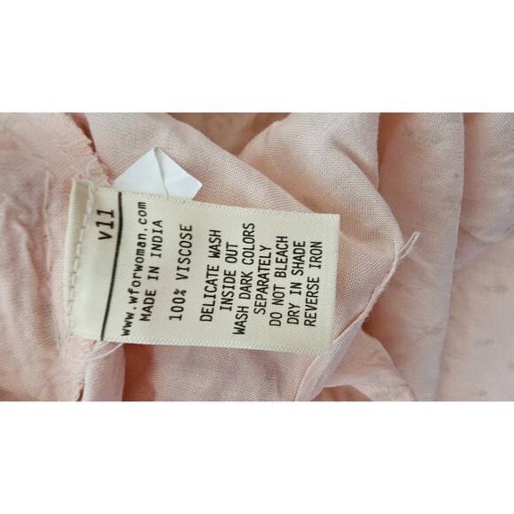 W For Woman Baby Pink Metallic Silver Kurta‎ Maxi Dress 3/4 Sleeve Hippie Medium - Picture 6 of 6